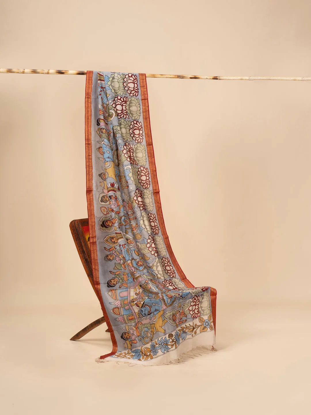 Hand Painted Kalamkari Dupatta on chennur silk