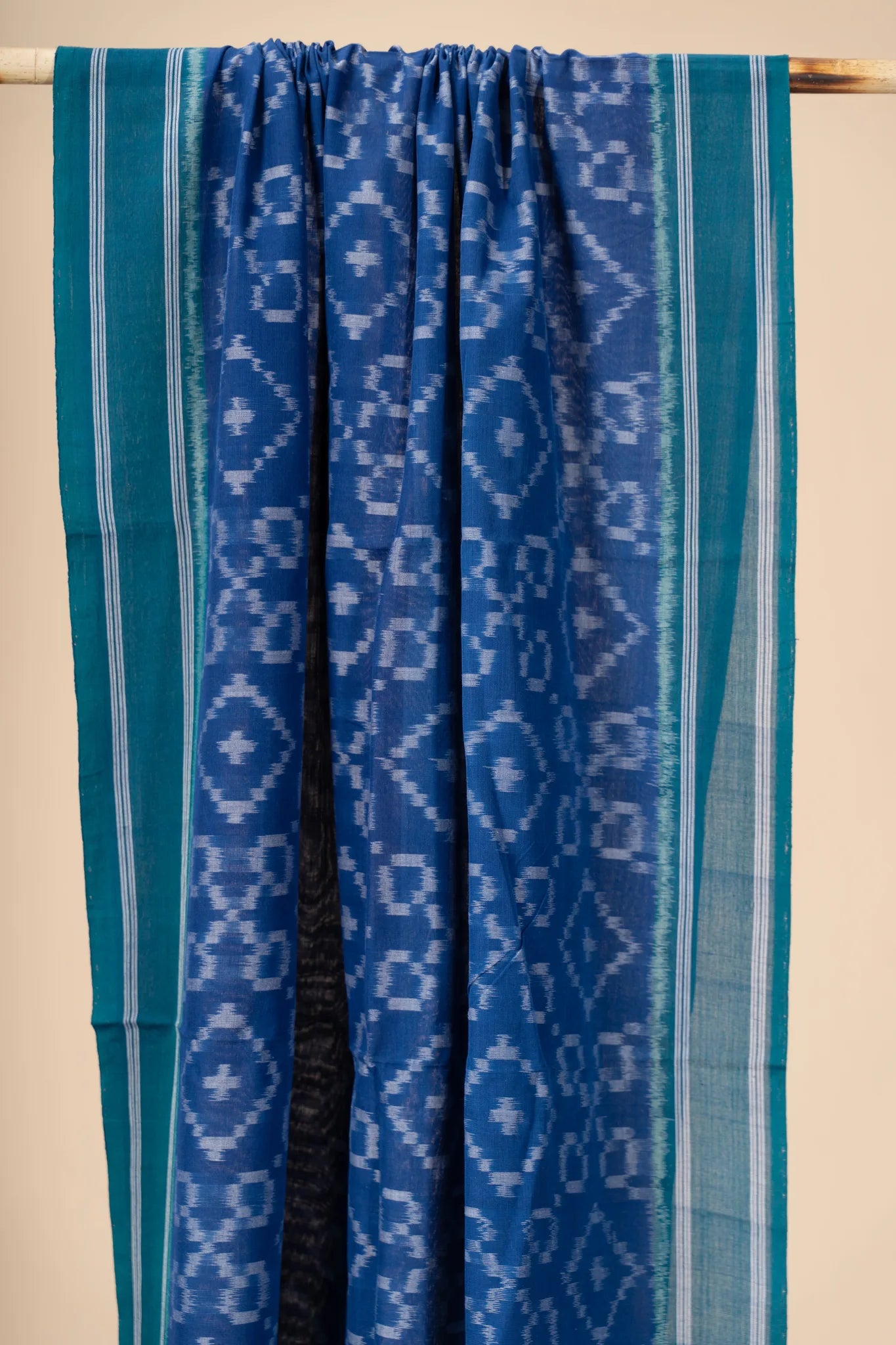 Blue and Light Blue Handwoven Ikkat Cotton Dupatta - view 2