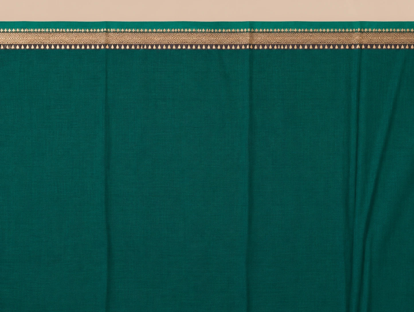 Teal Green Narayanpet Handloom Cotton Saree with Thin Border