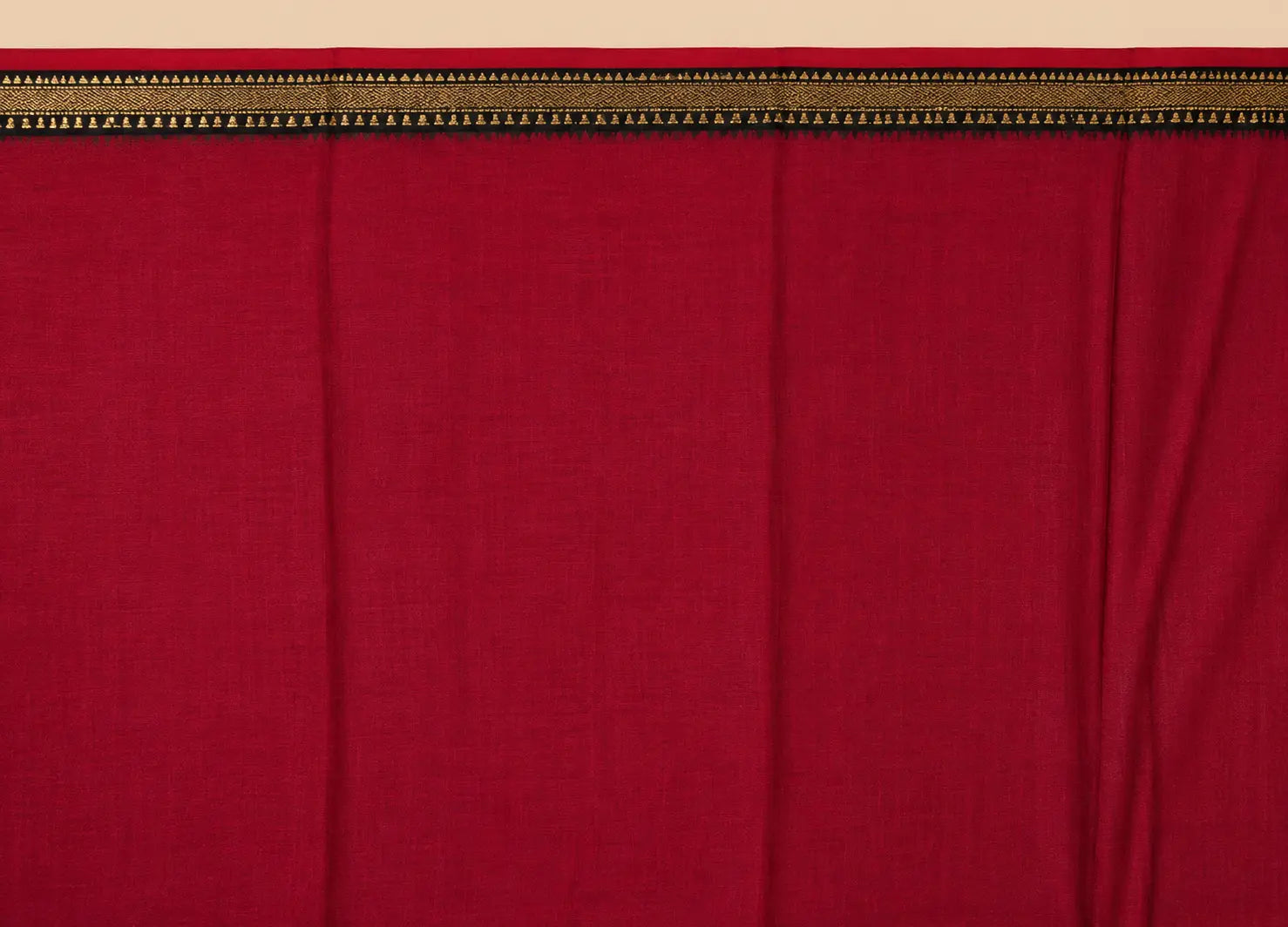 Red Narayanpet Handloom Cotton Saree with Thin Border
