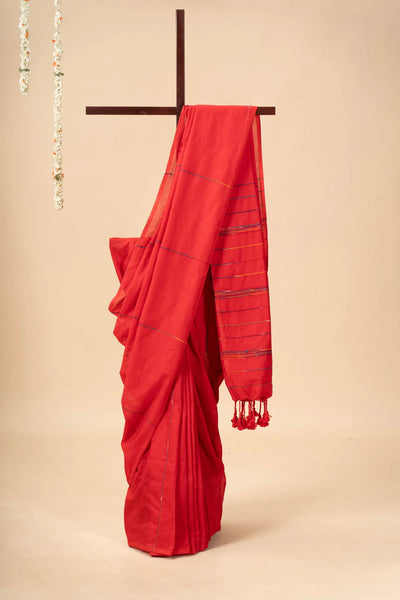 Red Khesh Cotton Saree