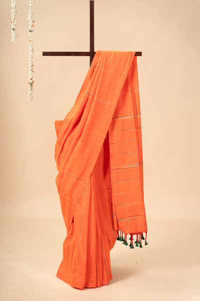 Orange Khesh Cotton Saree