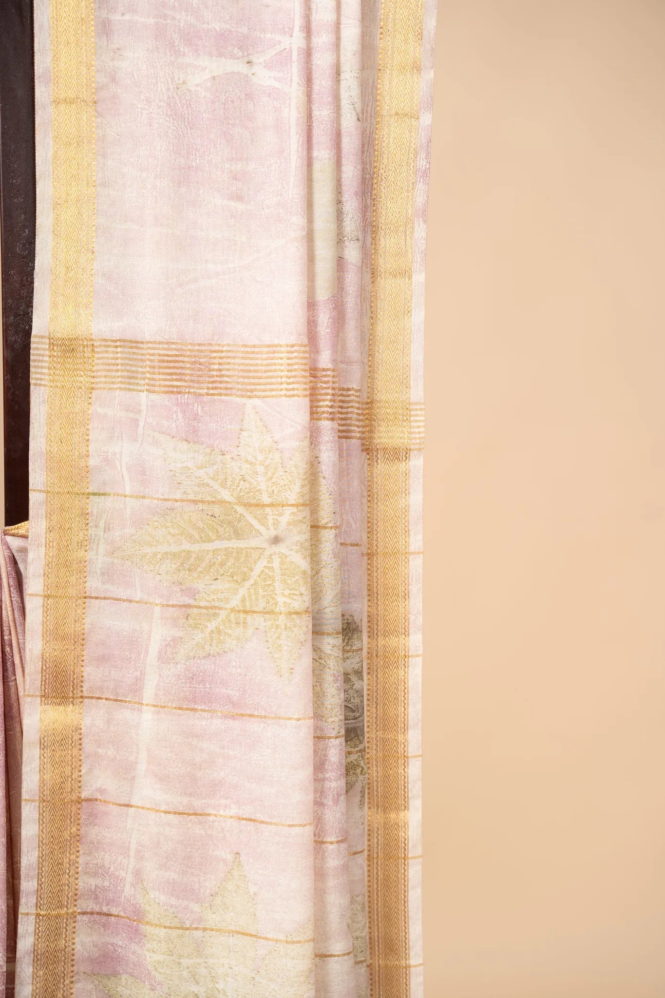 Lavender Eco Print Chanderi Silk Saree - view 3