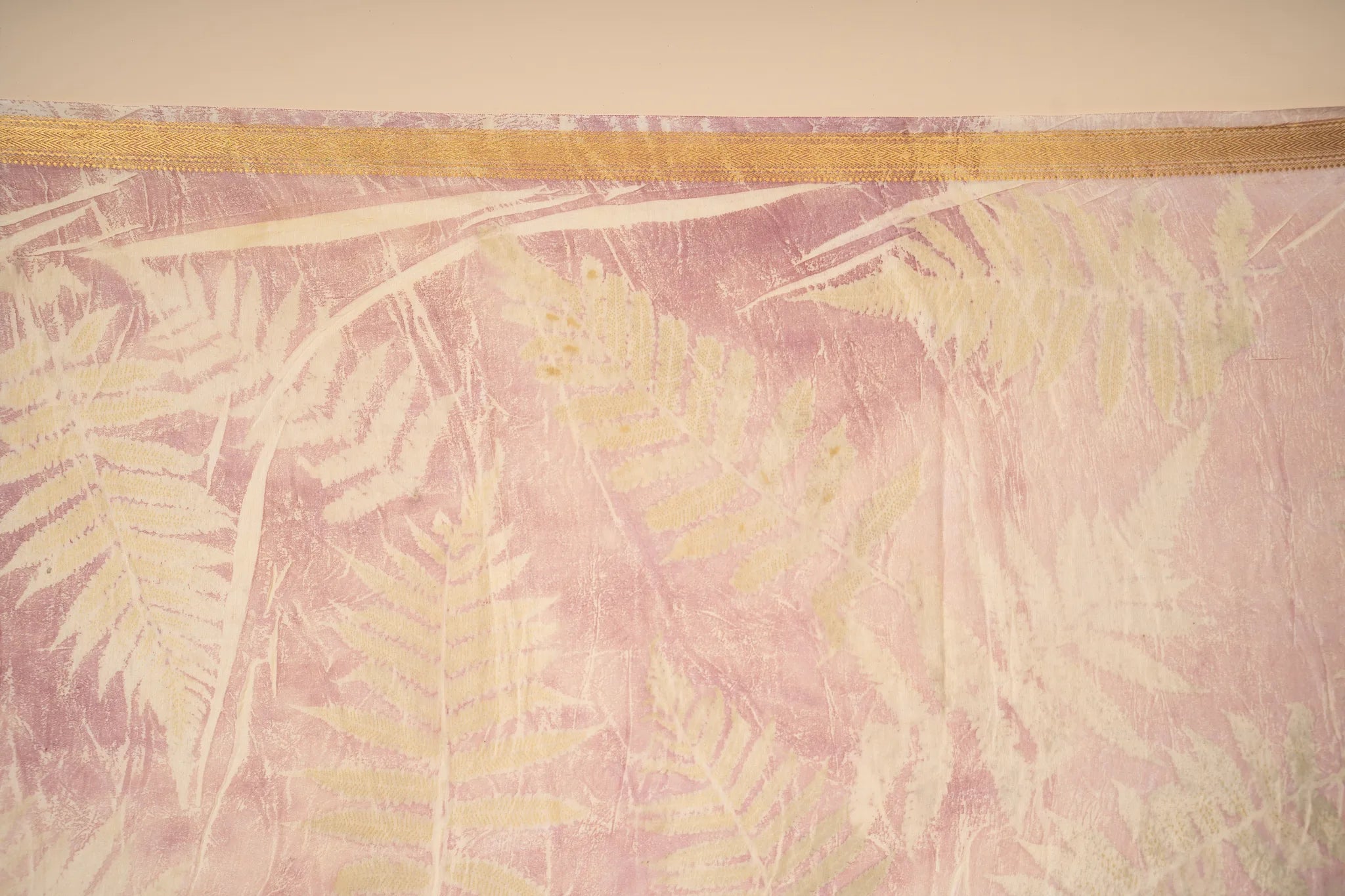 Lavender Eco Print Chanderi Silk Saree - view 4