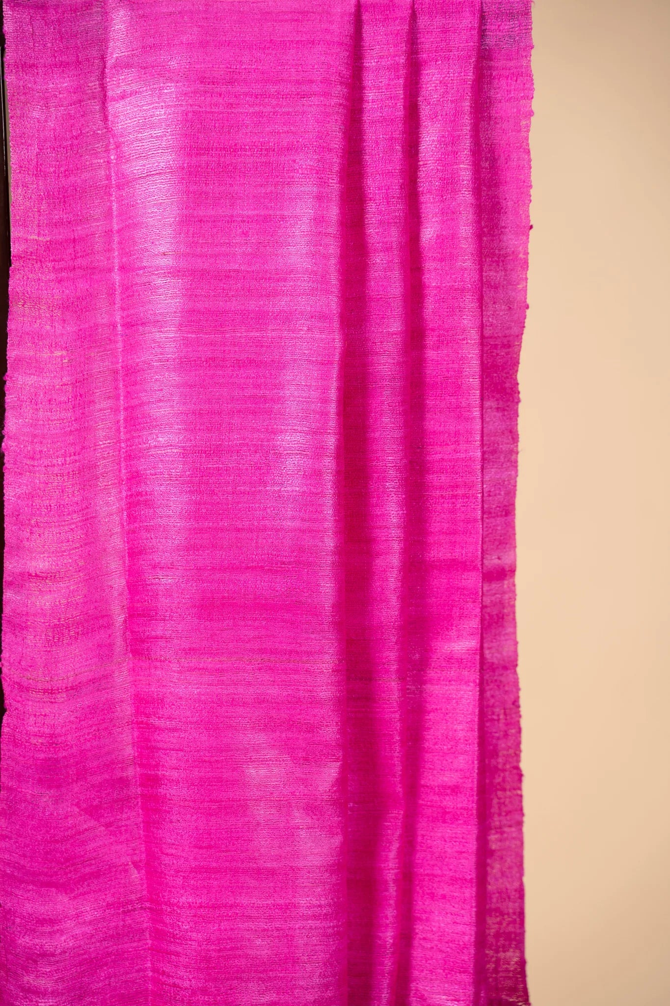 Electric Pink Handwoven Gicha Tussar Silk Saree - view 3
