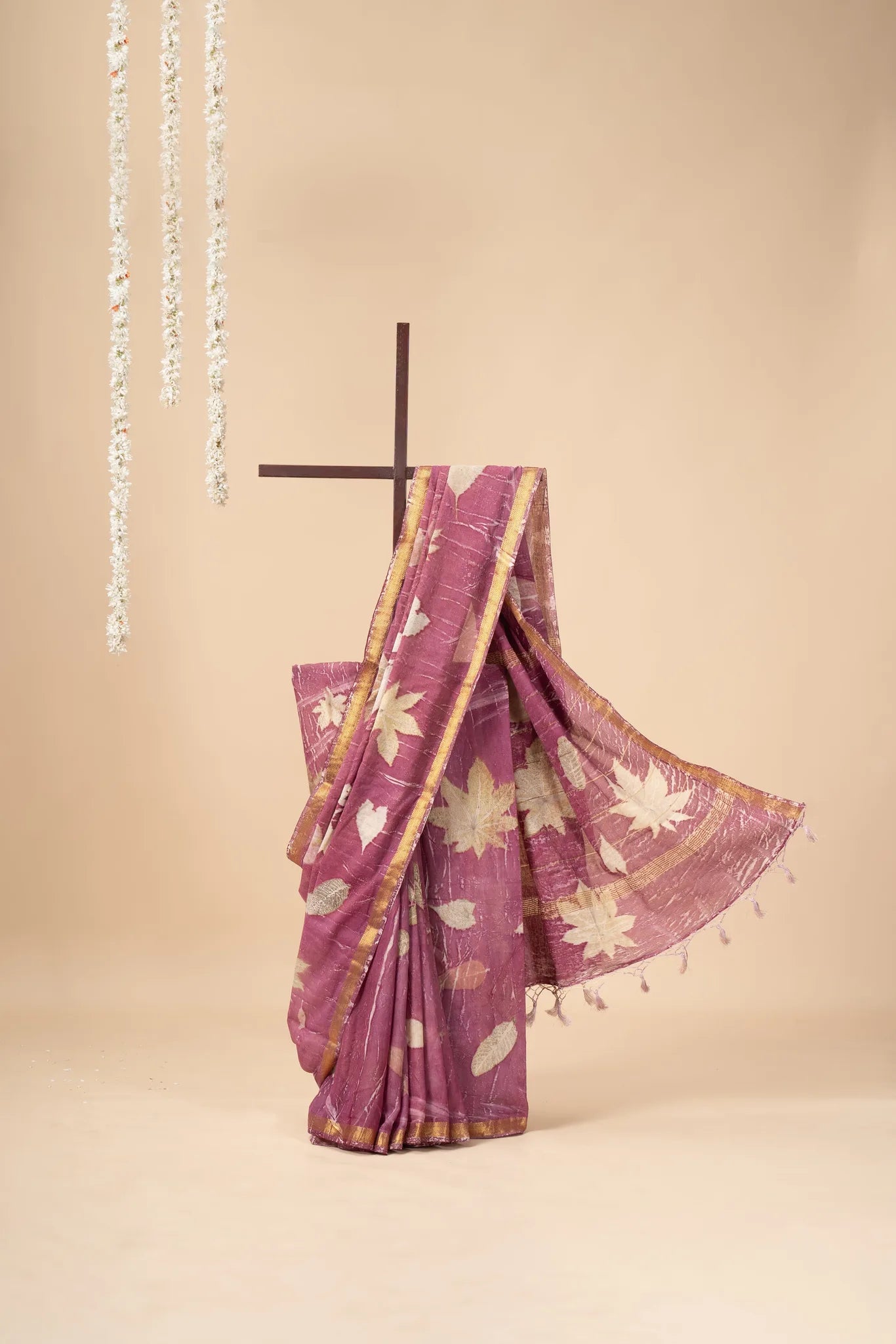 Mauve Eco Print Chanderi Silk Saree - view 2