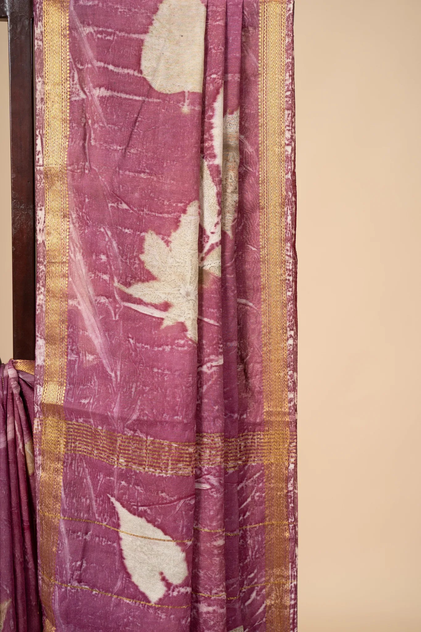 Mauve Eco Print Chanderi Silk Saree - view 3