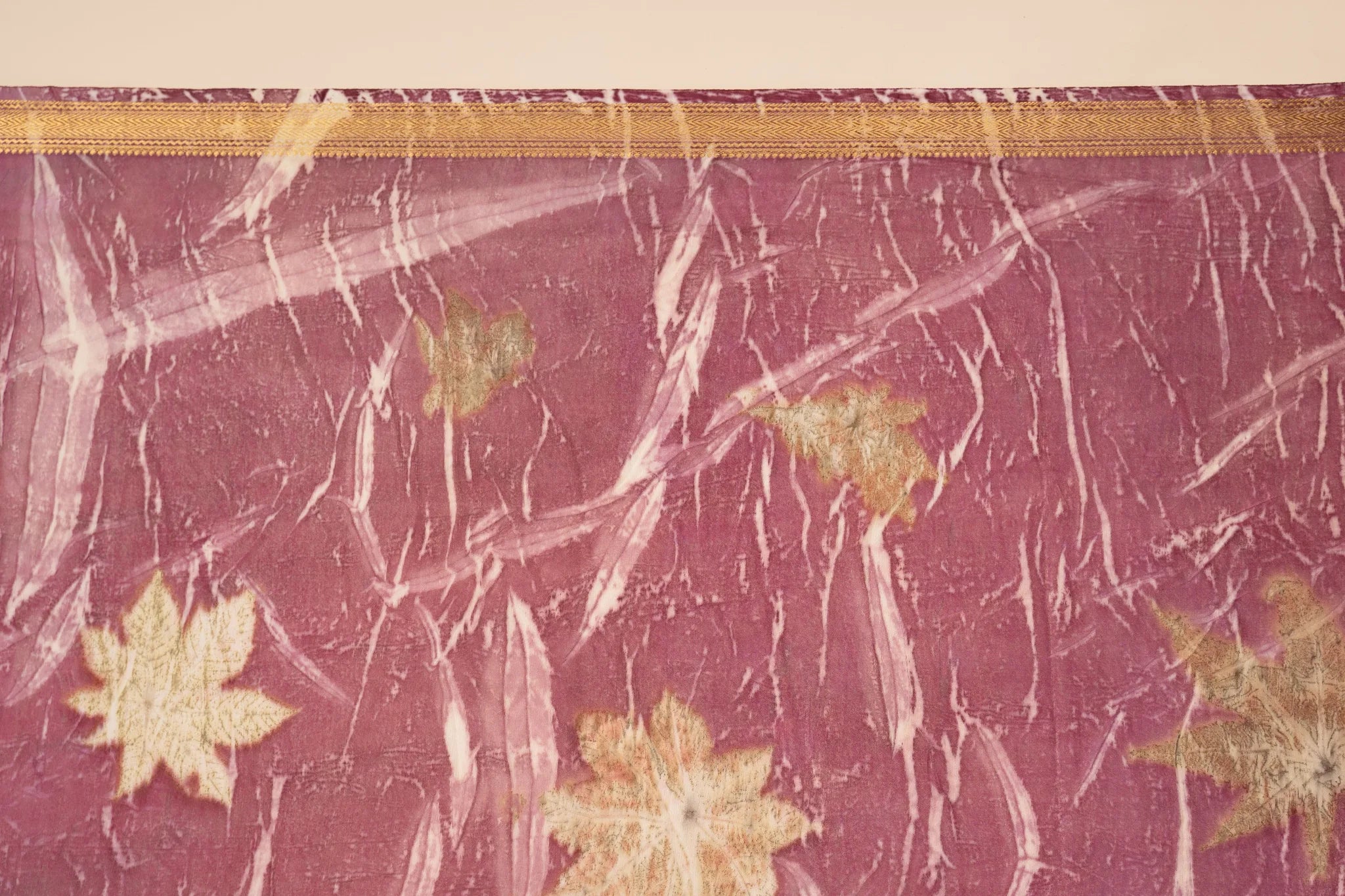 Mauve Eco Print Chanderi Silk Saree - view 4