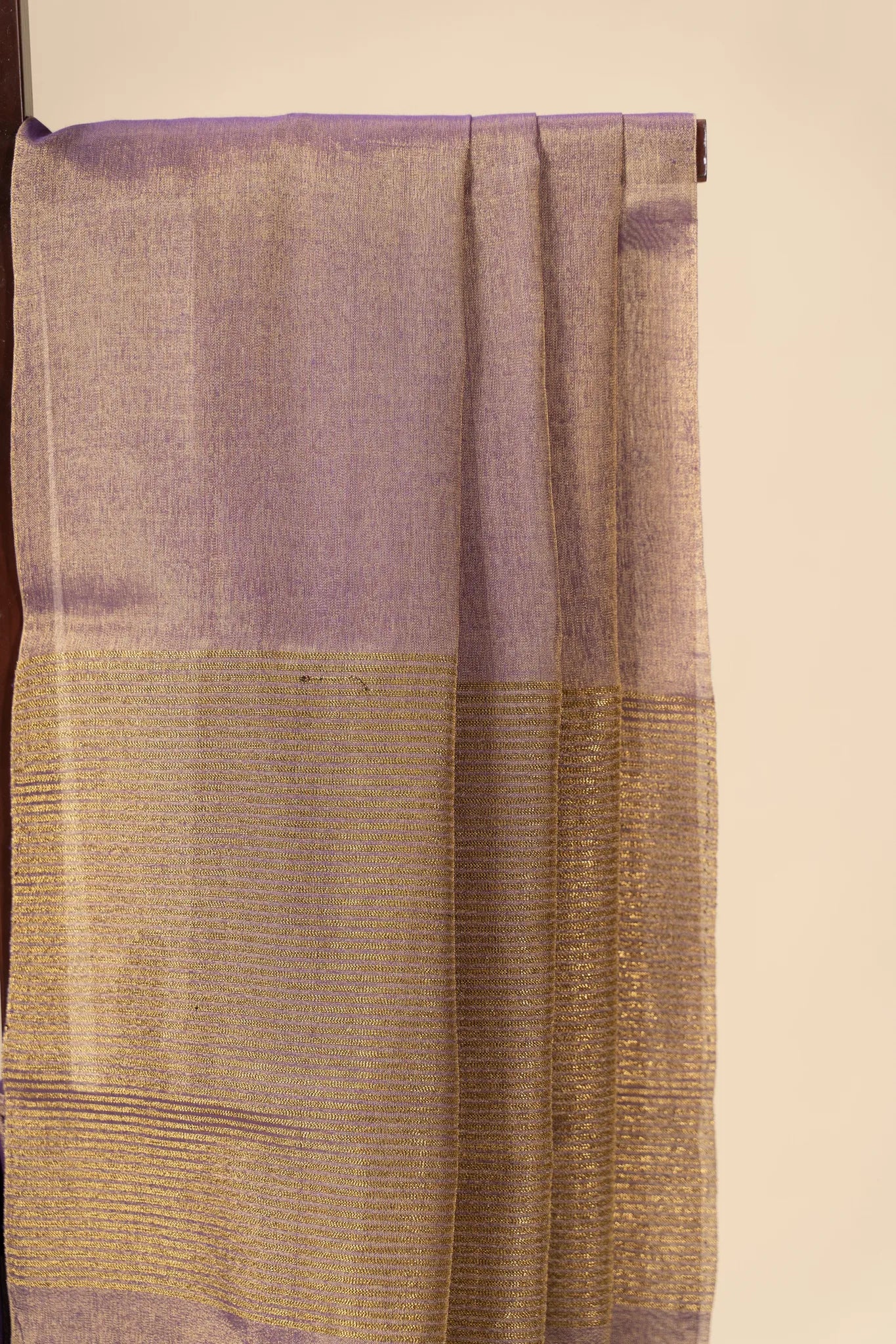 Mauve Light Weight Zari Linen Saree - view 3