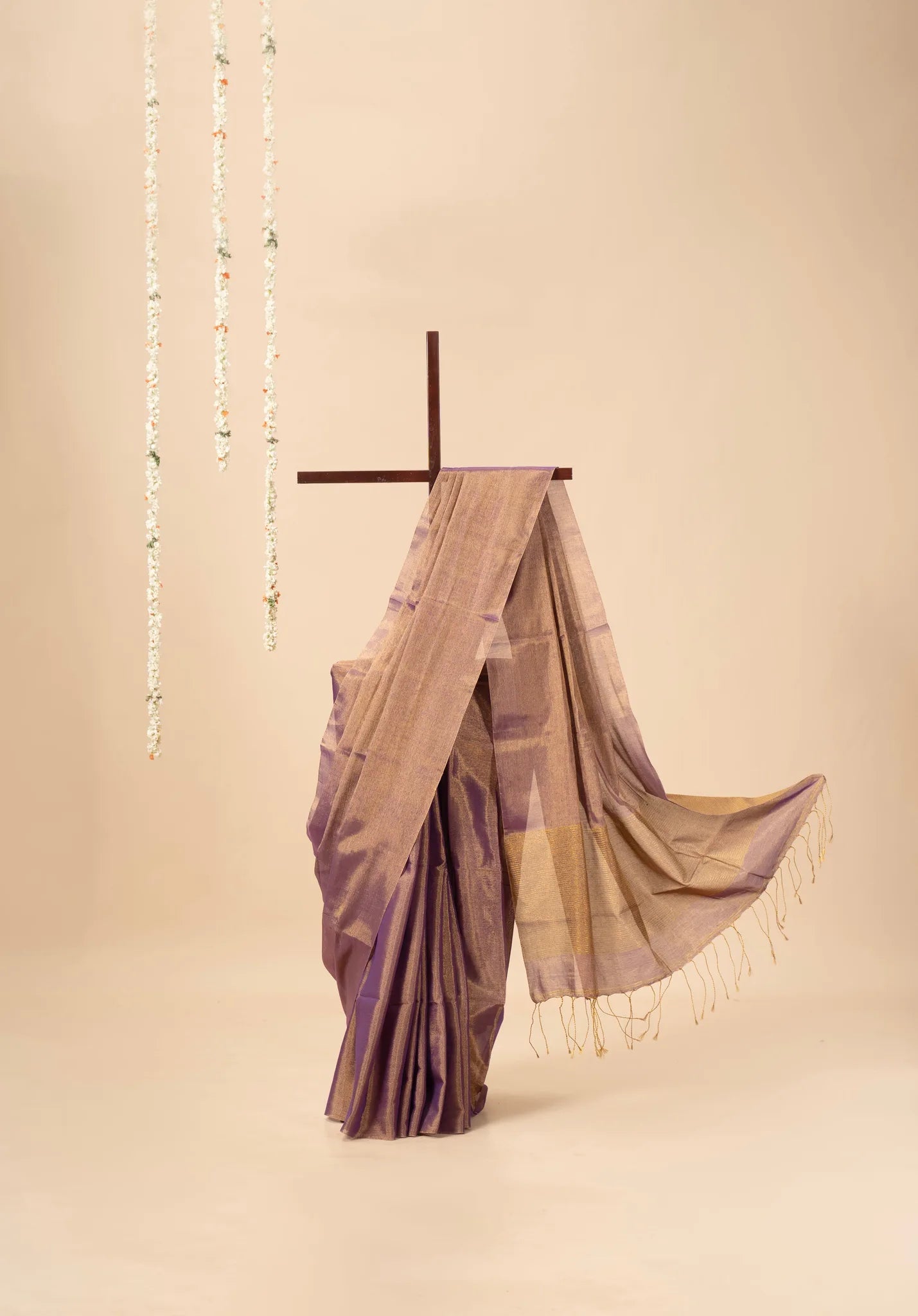 Mauve Light Weight Zari Linen Saree