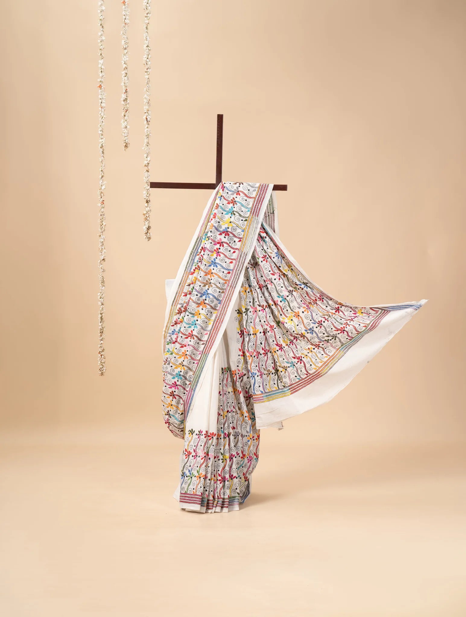 Multicolour Nakshi Kantha Handwoven Cotton Saree - view 2