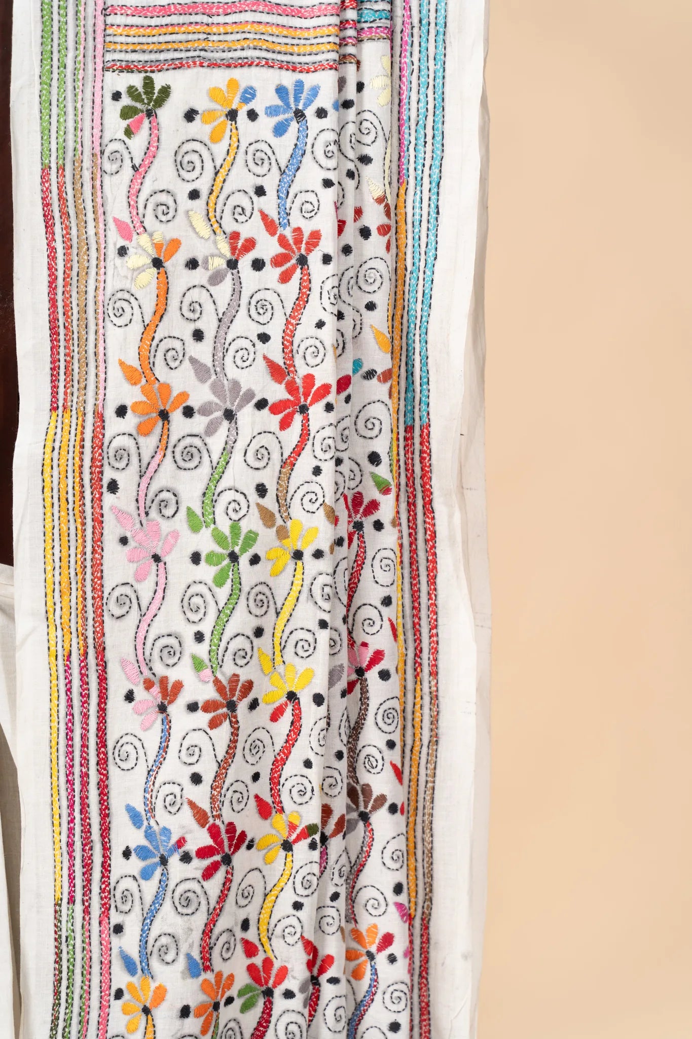 Multicolour Nakshi Kantha Handwoven Cotton Saree - view 3