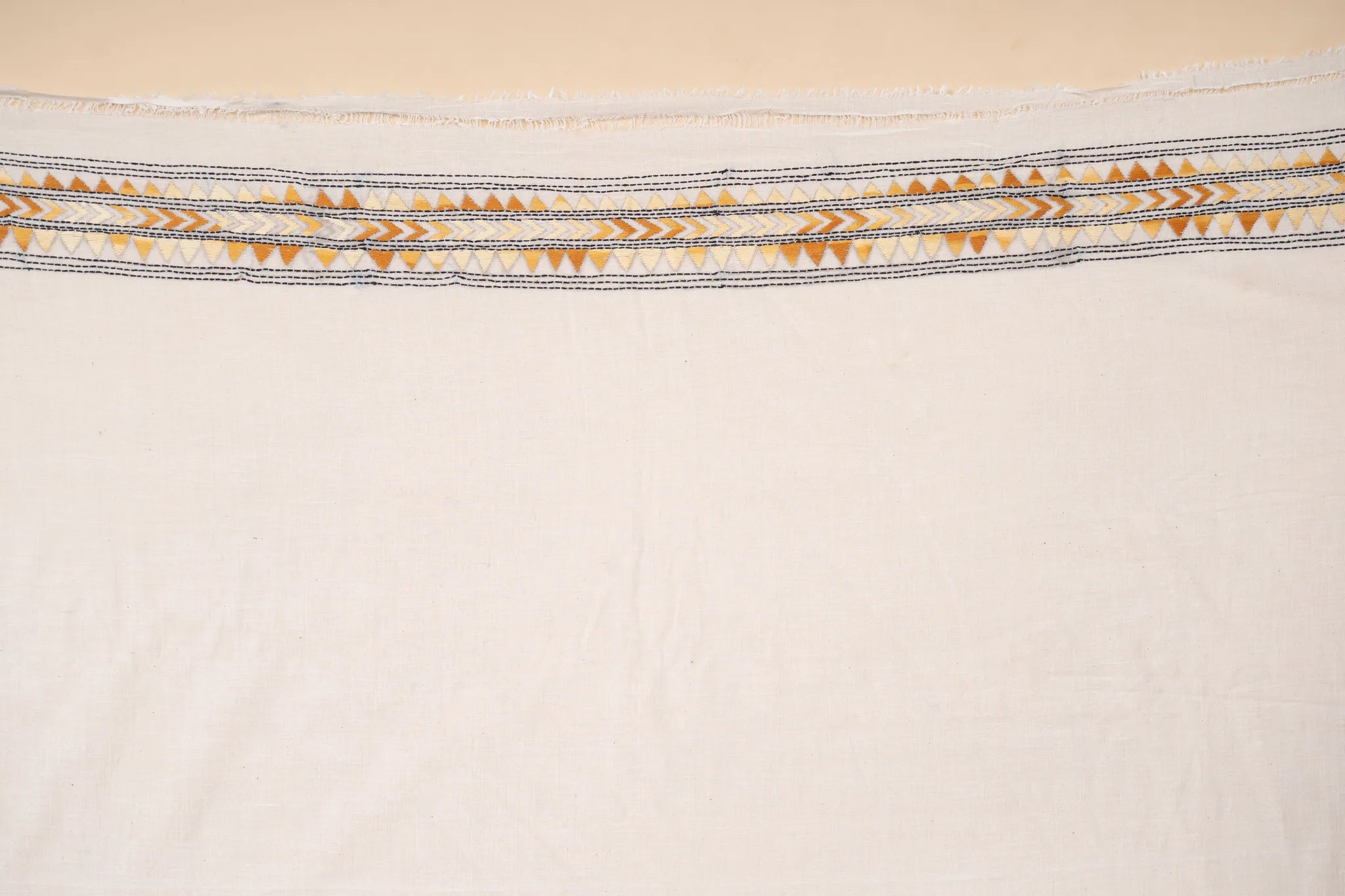 Mustard Yellow Nakshi Kantha Handwoven Cotton Saree - view 4