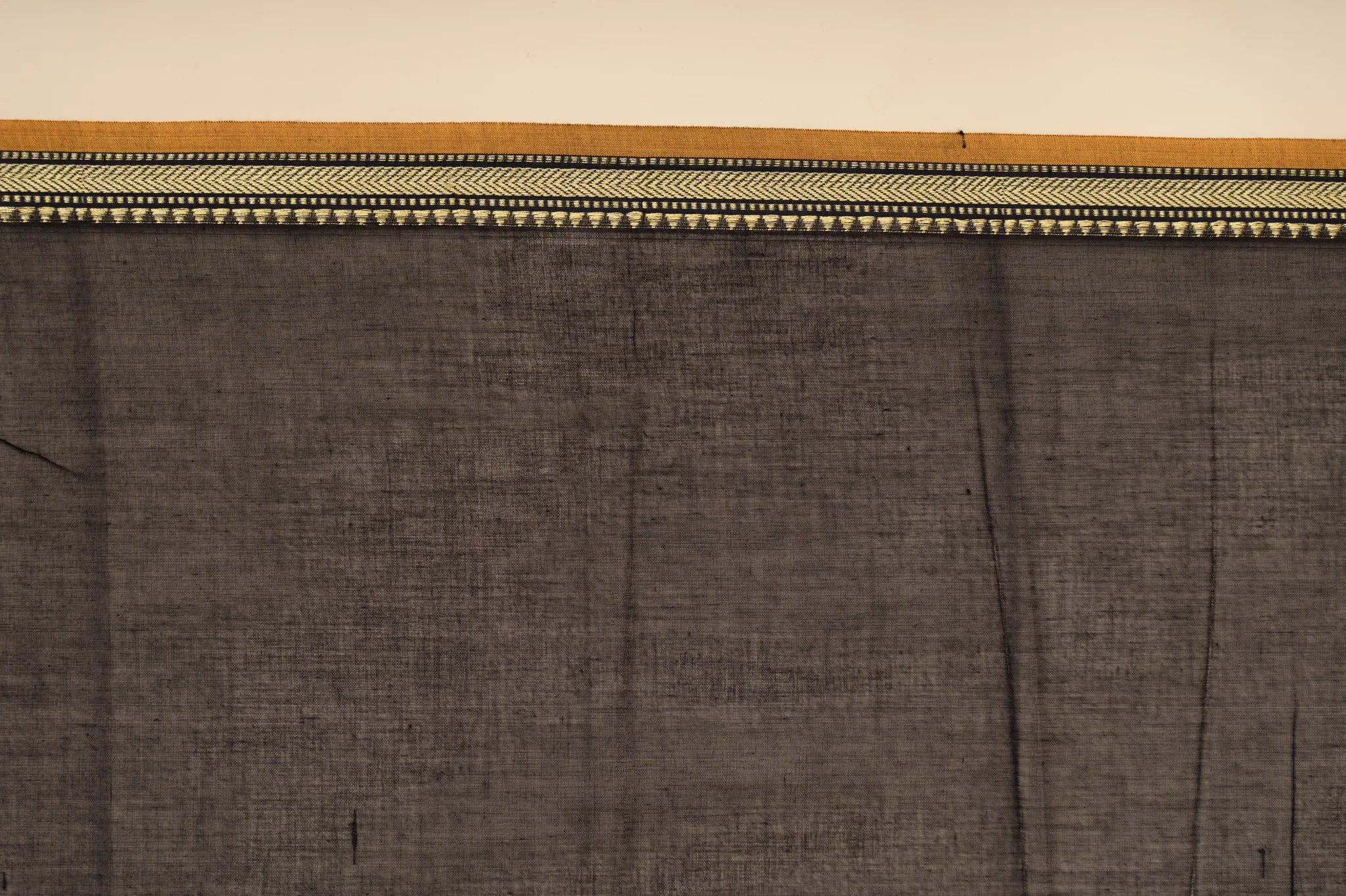 Black Narayanpet Handloom Cotton Saree with Thin Border - view 4