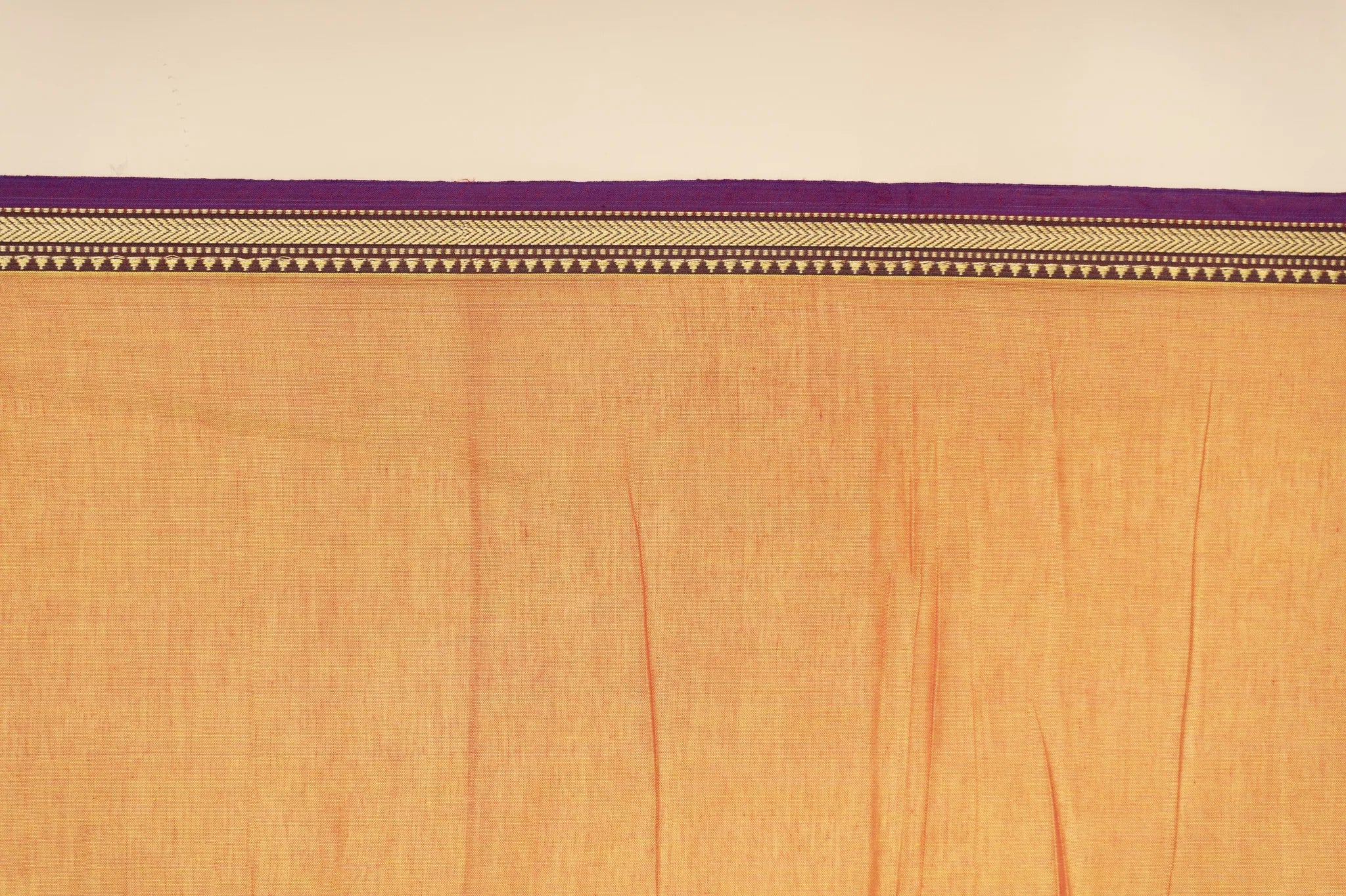Marigold Orange Narayanpet Handloom Cotton Saree with Thin Border - view 4