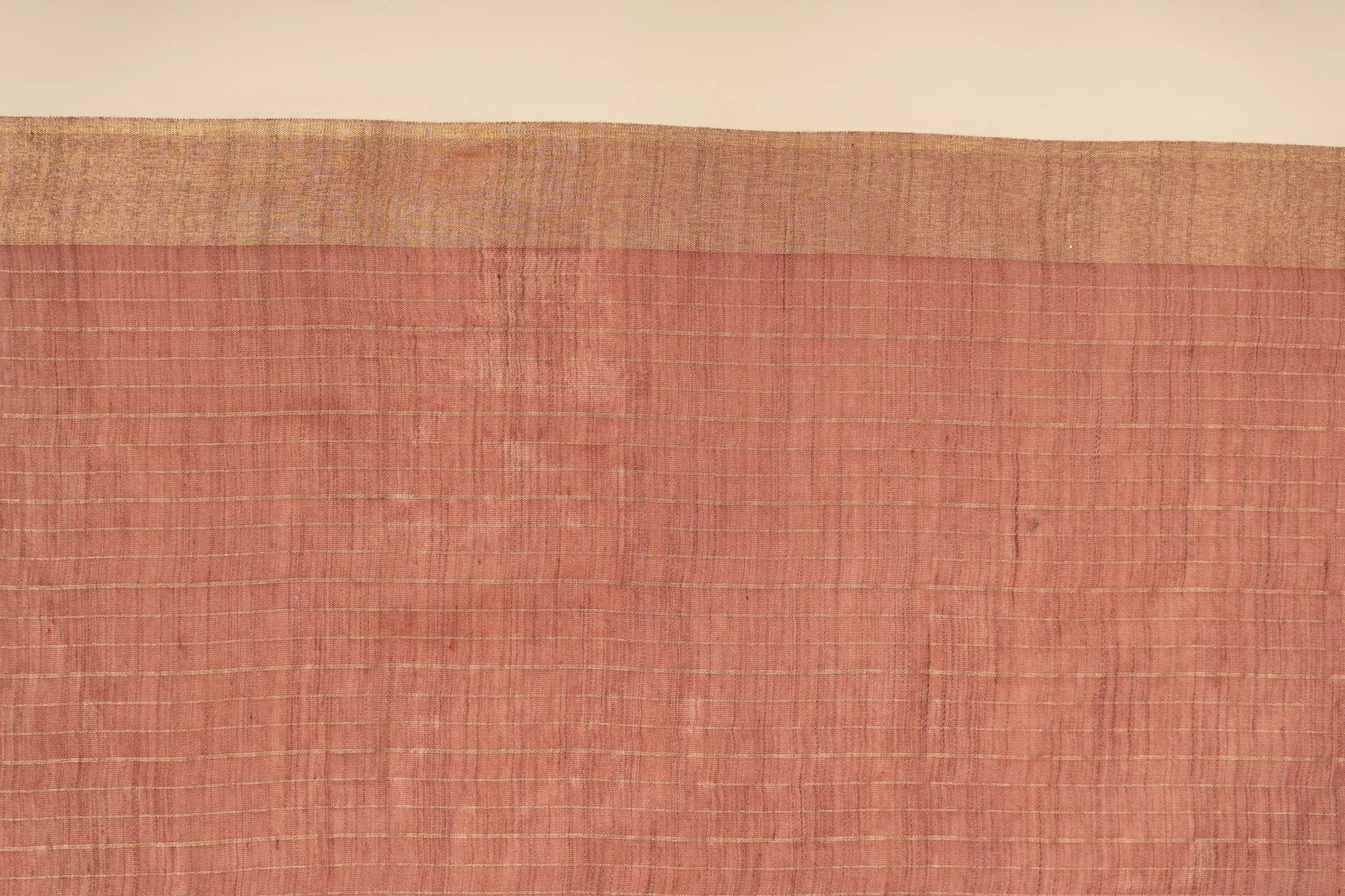 Orange Check Patterned Semi Tussar Silk Saree With Golden Zari - view 4