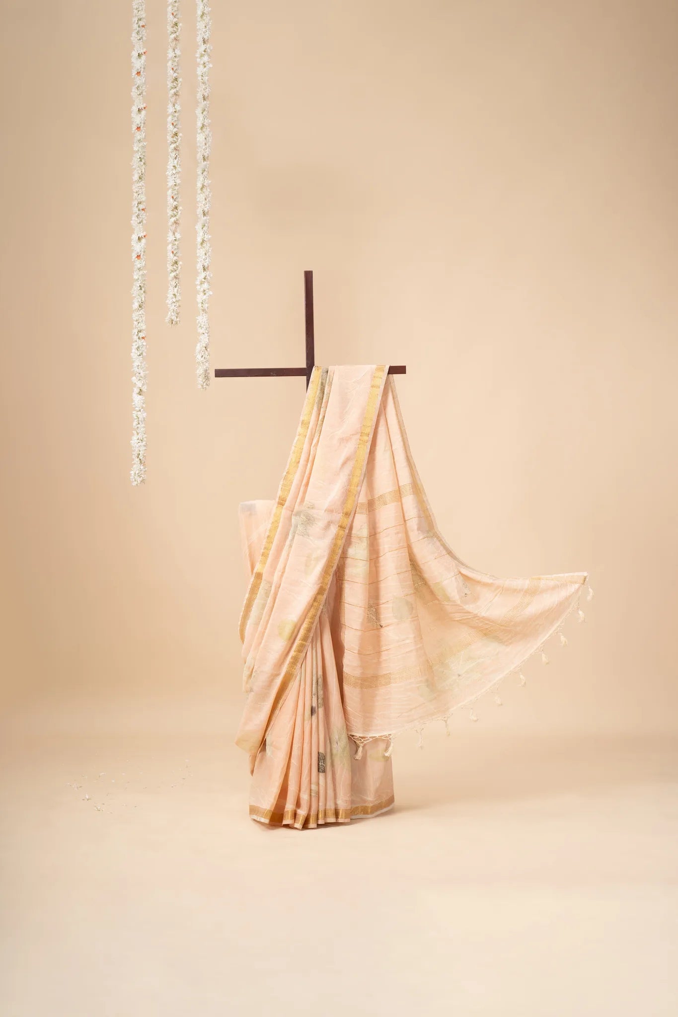 Peach Eco Print Chanderi Silk Saree - view 2