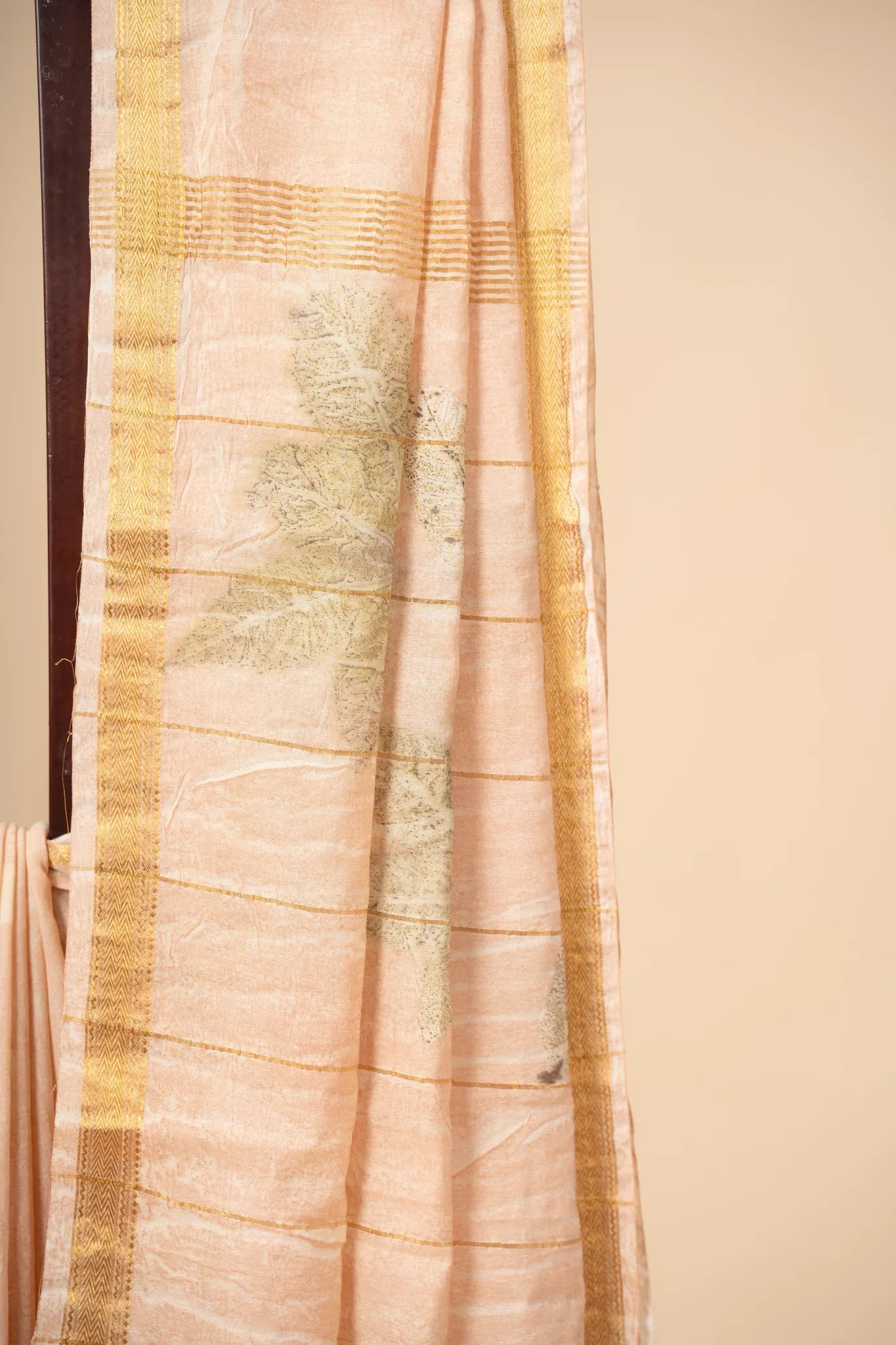 Peach Eco Print Chanderi Silk Saree - view 3