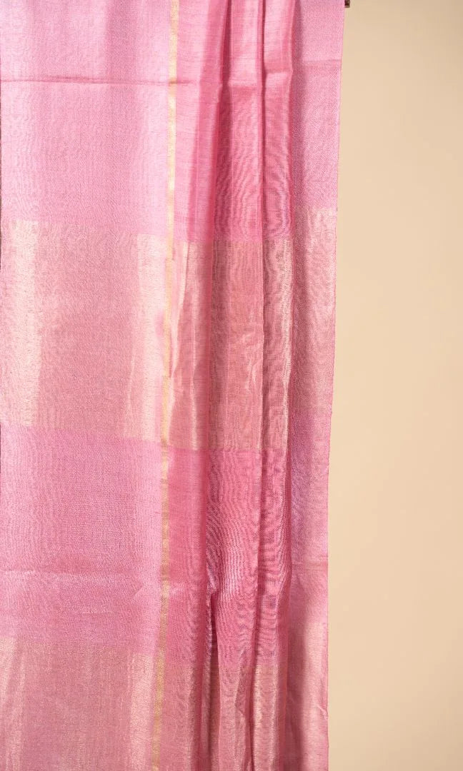 Pink Handloom Soft Tussar Silk Saree - view 3