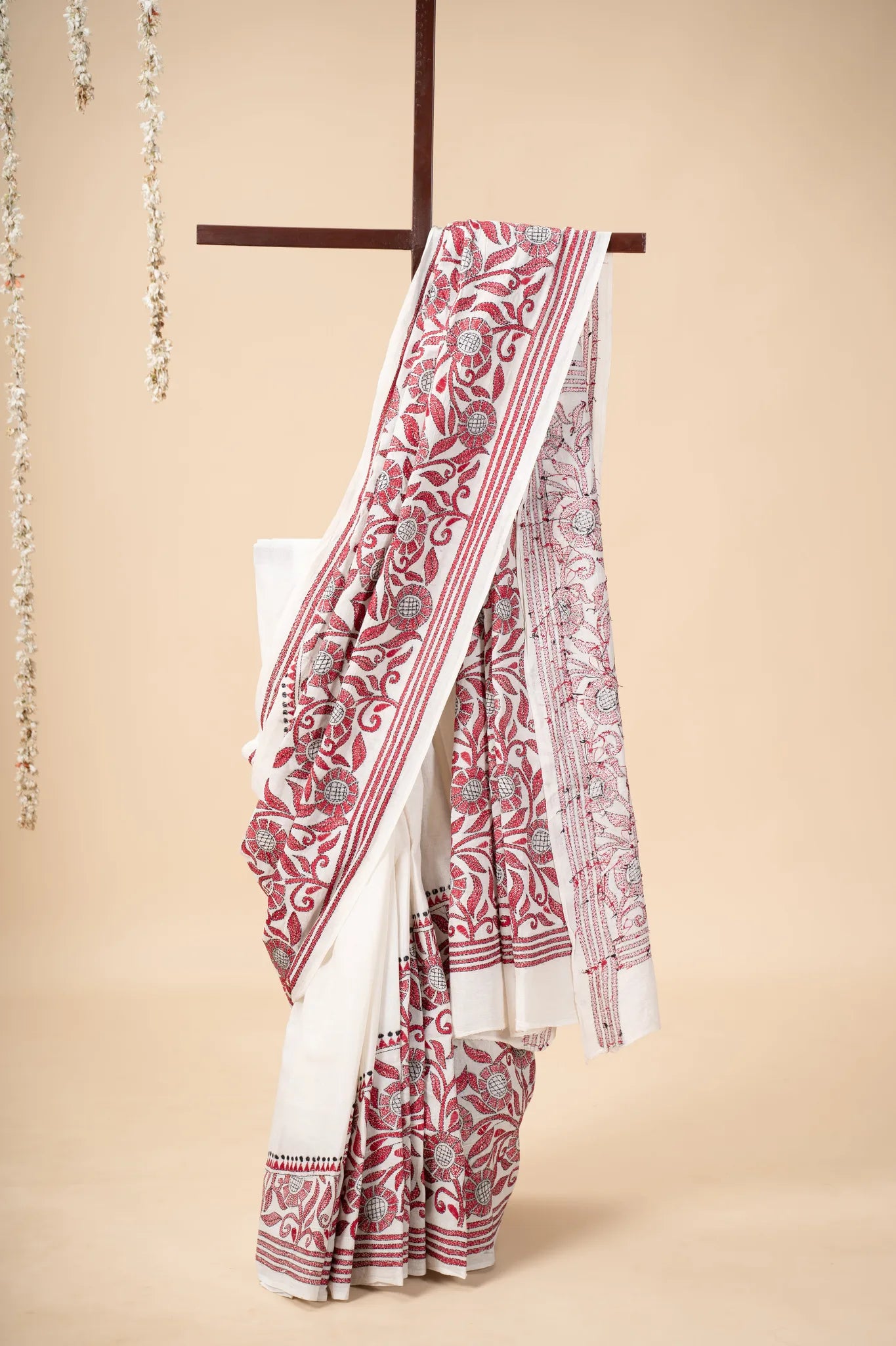 Pink Nakshi Kantha Handwoven Cotton Saree