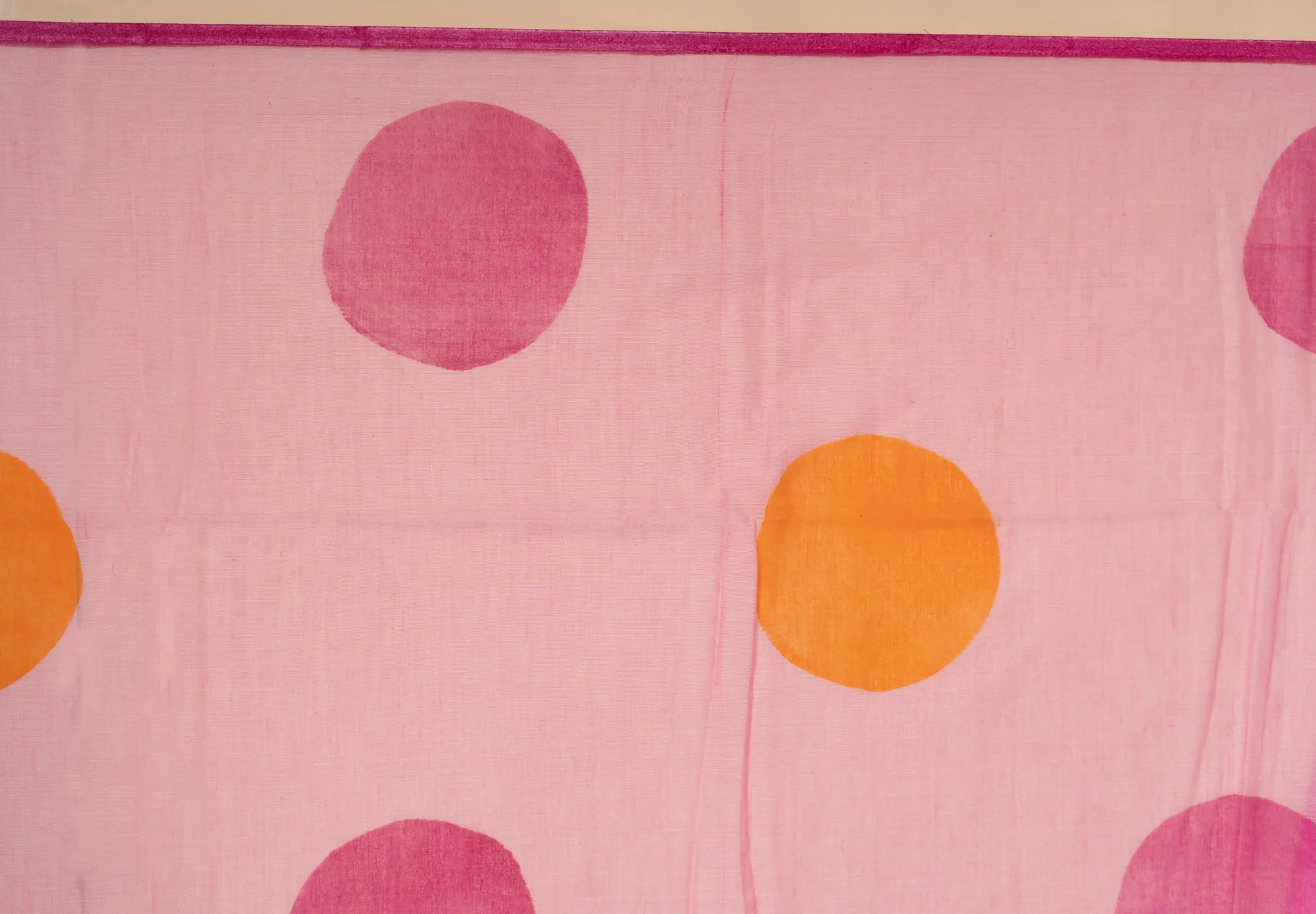 Pink Mul Cotton Saree with Polka Dots - view 4