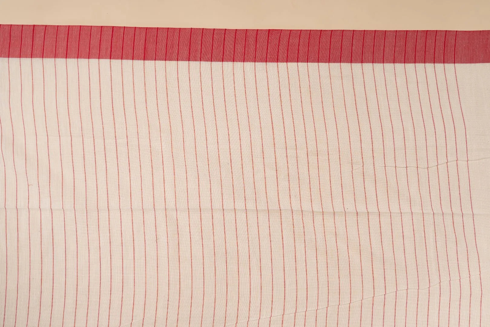 Red Striped Handwoven Bengal Cotton Saree - view 4