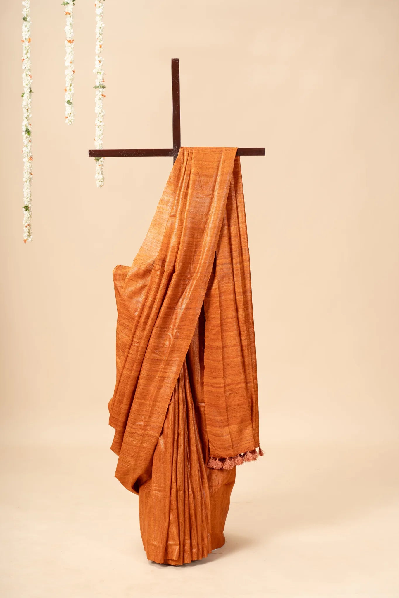 Rust Orange Handwoven Gicha Tussar Silk Saree