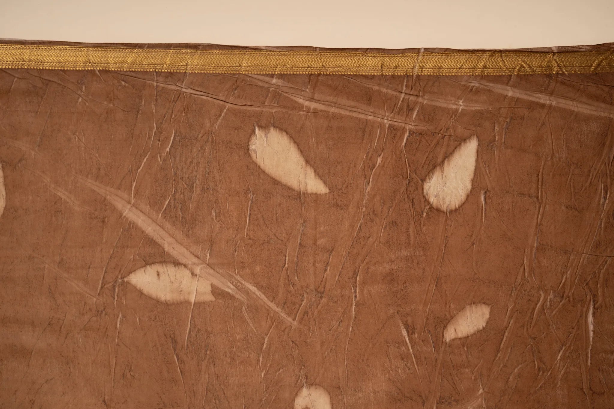Brown Eco Print Chanderi Silk Saree - view 4