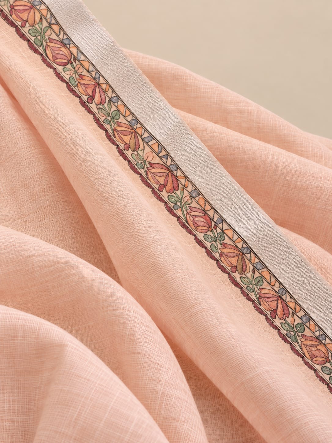 Lavender Handpainted Madhubani on Linen