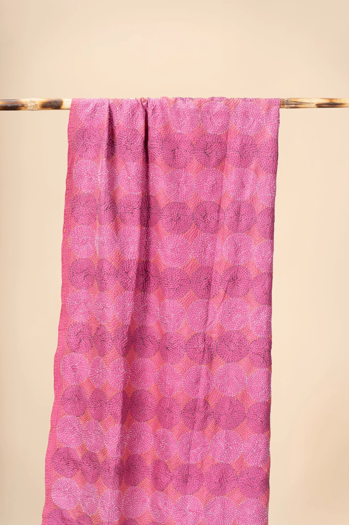 Reversible Up-cycled reversible silk Kantha Stitch Dupatta - view 3