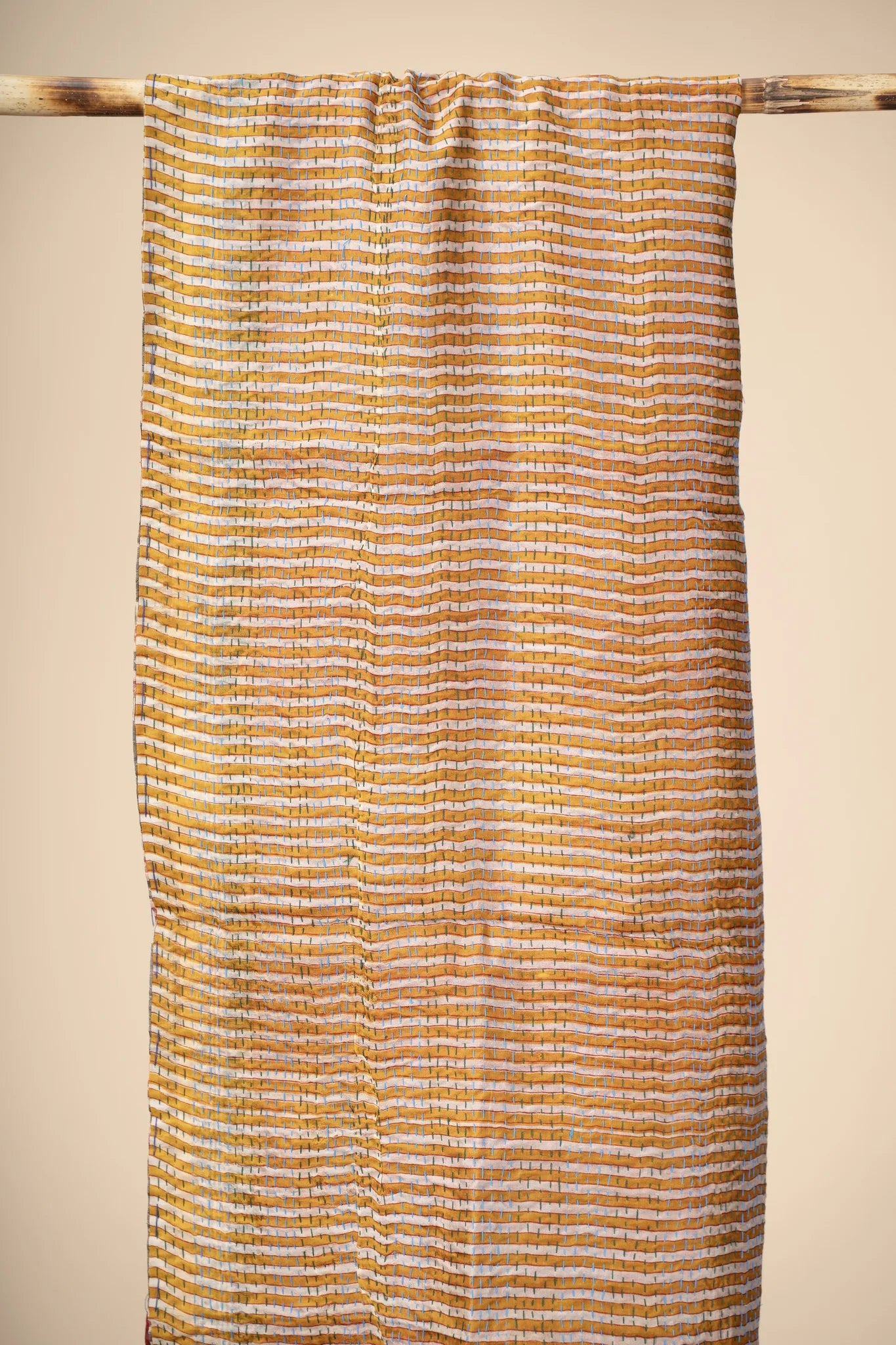 Reversible Up-cycled reversible silk Kantha Stitch Dupatta - view 2