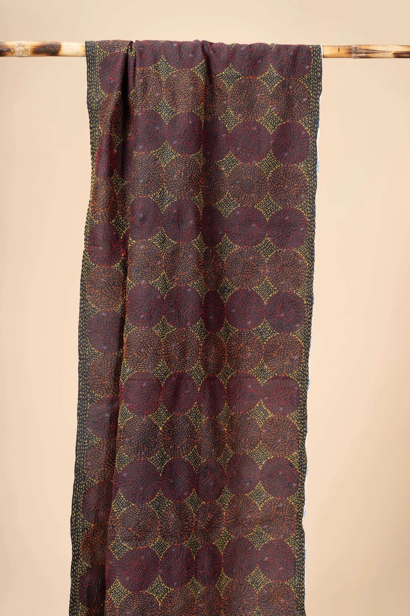 Reversible Up-cycled reversible silk Kantha Stitch Dupatta - view 2