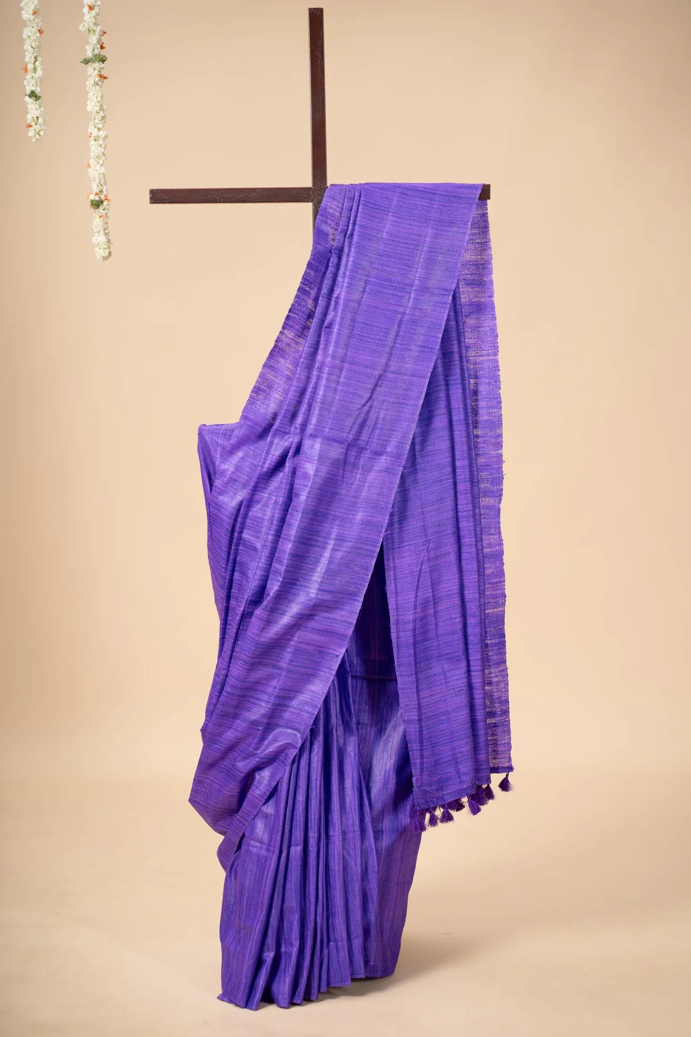 Violet Handwoven Gicha Tussar Silk Saree