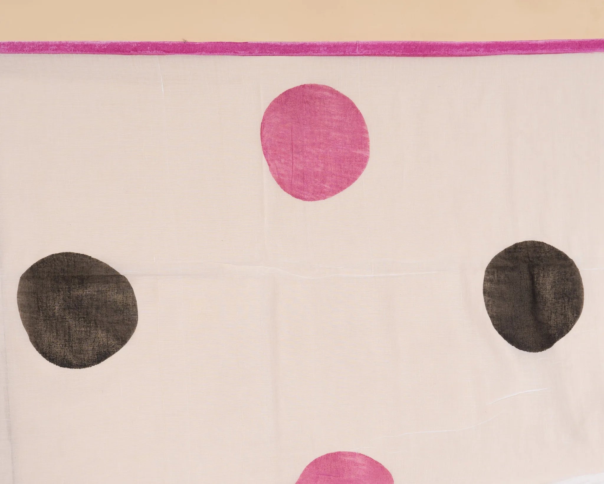 White Mul Cotton Saree with Polka Dots - view 4