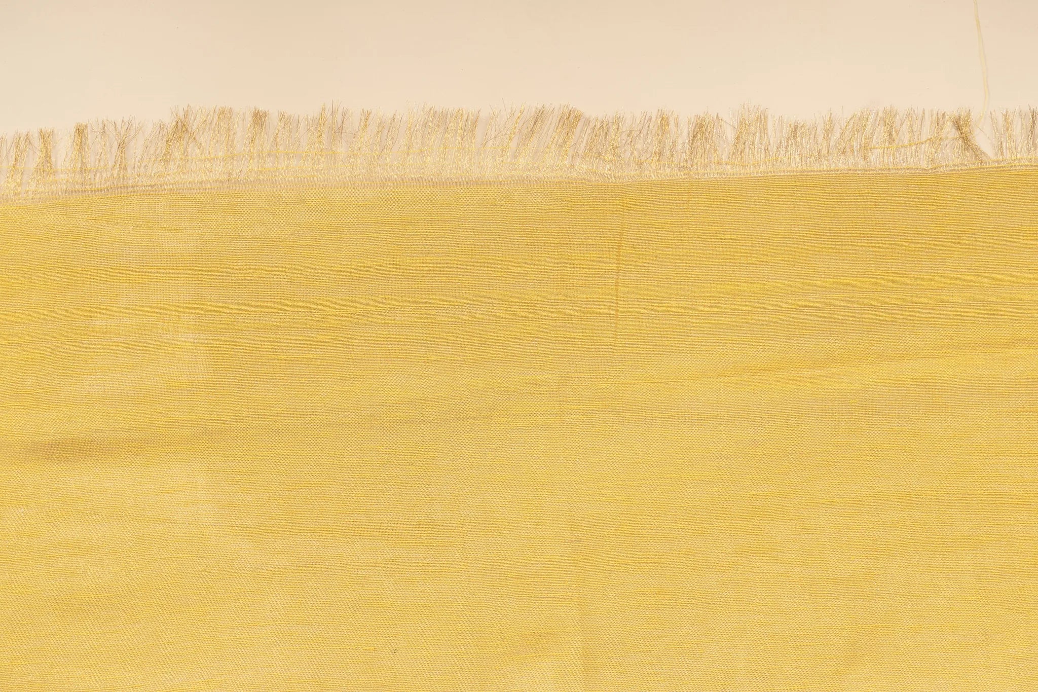 Yellow Light Weight Zari Linen Saree - view 4